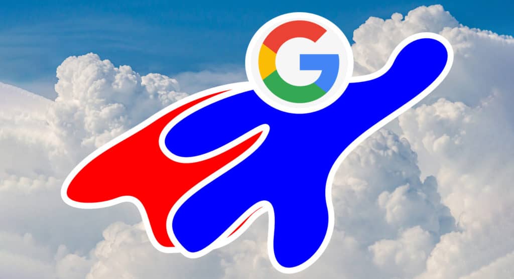 A blue and red logo with the word google in the middle.
