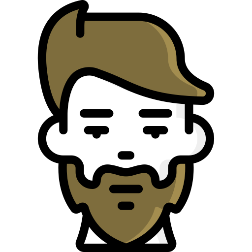 A man portraying cultural norms with a beard and a beard icon.